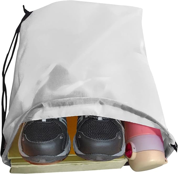 Drawstring Backpack Bulk 42 Pcs String Backpack Drawstring Bags Cinch Bag Sackpack for Men Women Gym (White)