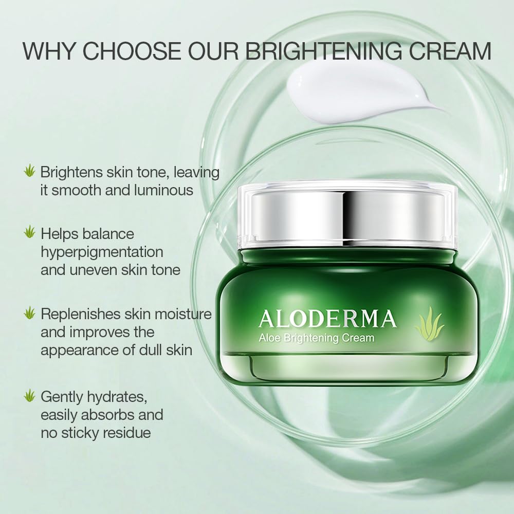Aloderma Essential Aloe Brightening Skin Care Set - 4 Pieces - Gel, Cleanser, Toner, Cream