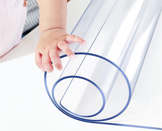 Glass Plastic Tablecloth Kitchen Table Protector Clear Thick Protective Desk Cover Mat PVC Easy Clean Polyester Wipeable Waterproof Vinyl Cloth PVC for Rectangle Pad Furniture Protector 48 x 72 inch