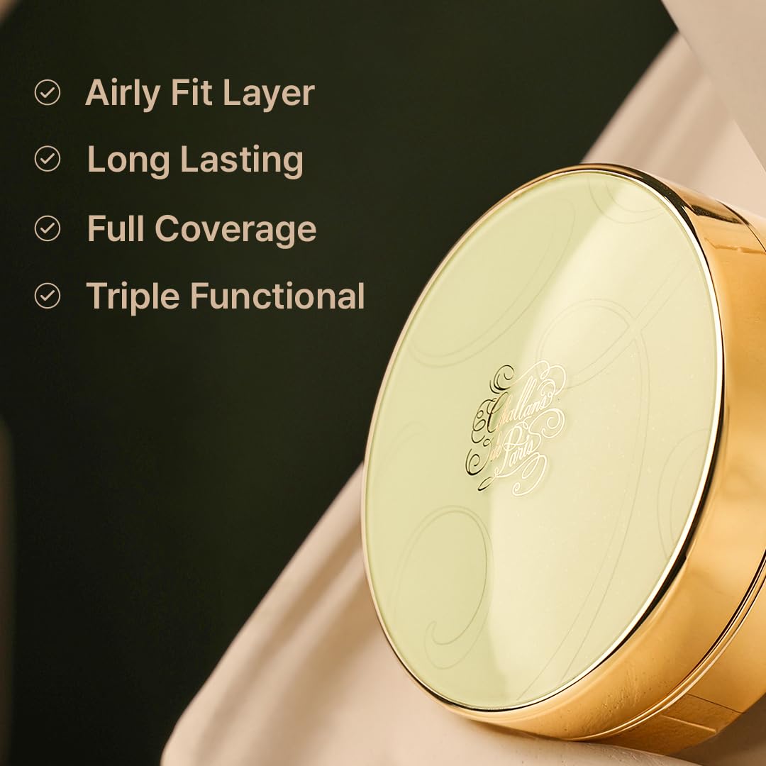 CHALLANS de PARIS CUSHION de LUNAR EXCELLENCE Cream Foundation, Beyond Wear Perfecting Cushion, Flawless Coverage of Skin Imperfections and Uneven Skin Tone (23 Medium Beige)