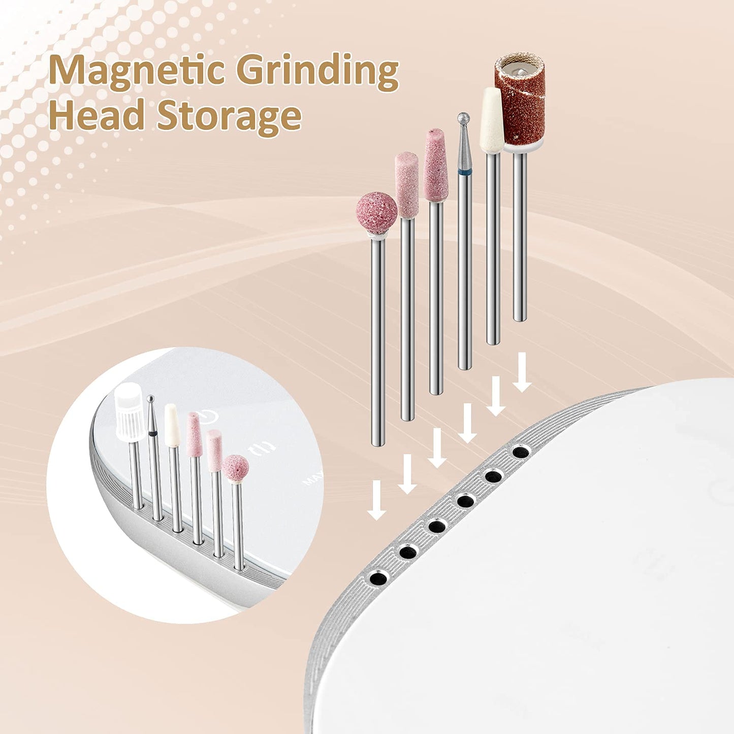 Madenia Professional Nail Drill Machine for Acrylic Nails and 11pcs Tungsten Carbide Nail Drill Bits, Pink