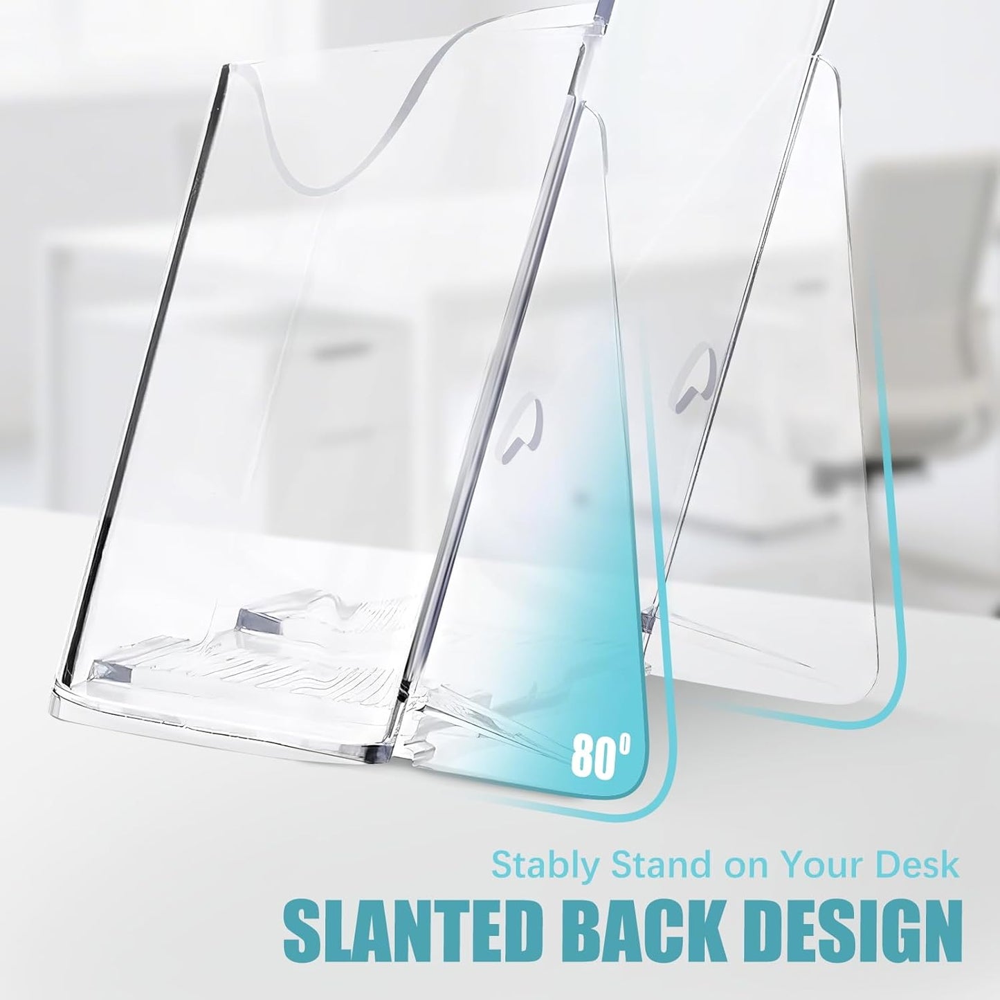 12 Pack Acrylic Brochure Holder, Trifold 4 Inches Wide Clear Plastic Brochure Display Stand, Rack Card Holder for Pamphlet, Mini Flyer, Countertop and Wall Mount Use