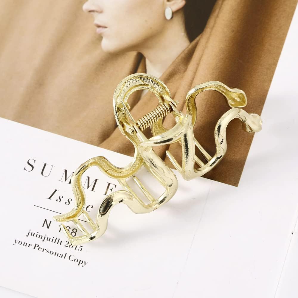 IQUQIXL Snake Hair Claw Clips for Women, Metal Butterfly Spider Lily of the Valley Flower Silver Hair Clip Elegant Snake Design Large Hair Clamps for Thick Hair Accessories (Style 2)