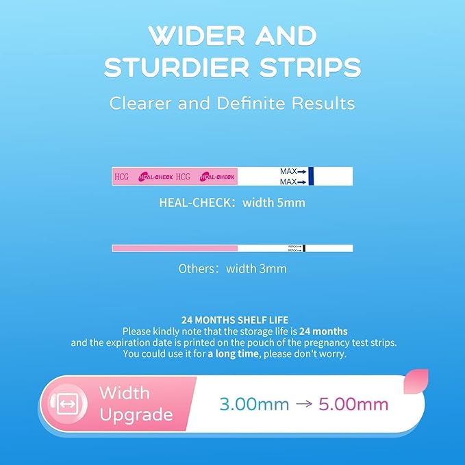Pregnancy Tests with Cups, HEAL-CHECK Bulk Pregnancy Test Strips for Detection at Home, Over 99% Accuracy, Individually Wrapped Fertility Tests, Extra-Wide 5mm HCG Tests, Pruebas De Embarazo, 10 Count