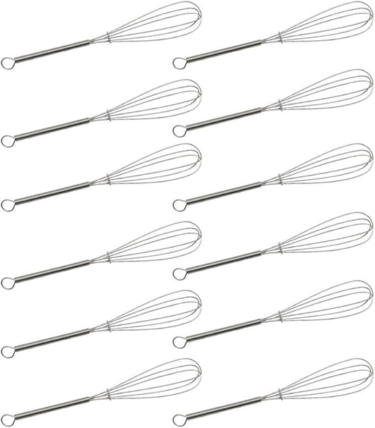 CHuangQi (Pack of 12) 7 inch Stainless Steel Whisk for Cooking, Blending, Whisking, Beating, Stirring, Balloon Whisk/Kitchen Whisk
