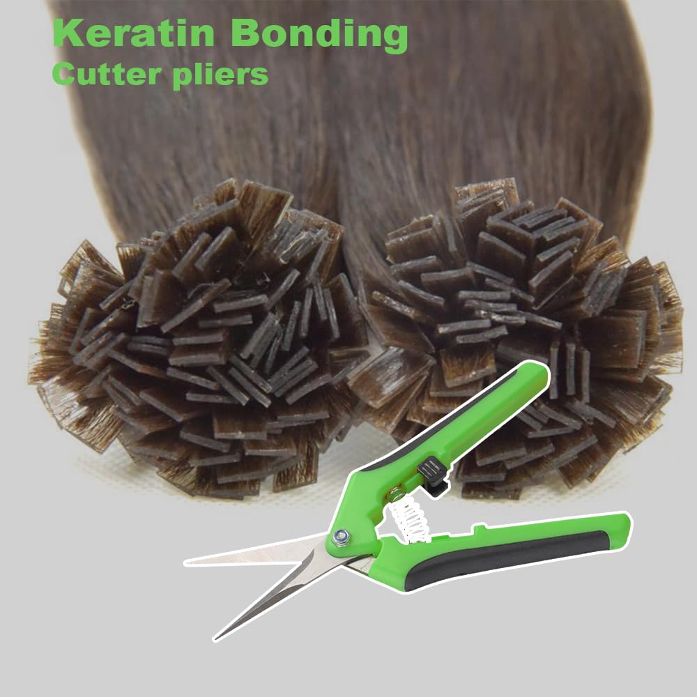 GlamorDove Hair Extension Bonding Tool Keratin Bond Cutting Pliers Wire Flush Cutters Wire Clippers Nippers with Sharp Blades Keratin Hair Extensions (1PCS Green)