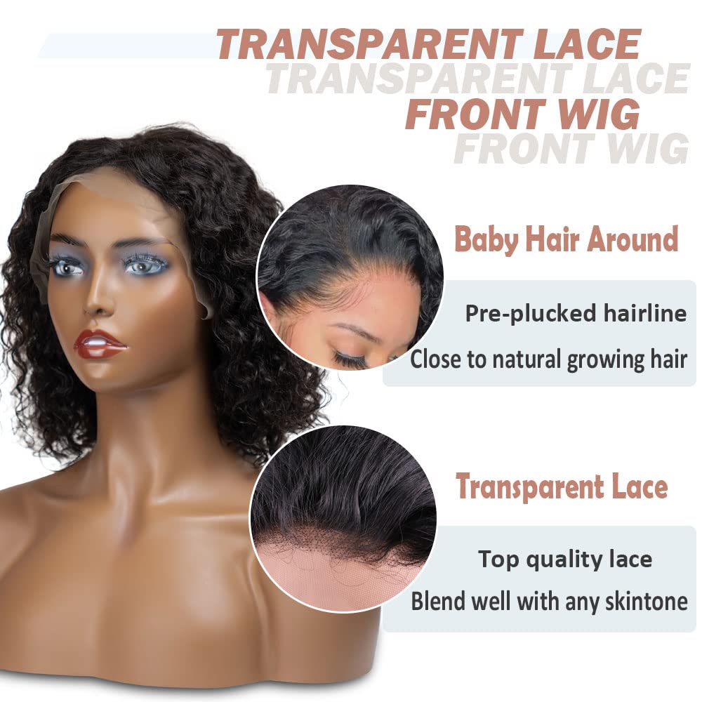 HD Lace Front Wigs Human Hair Pre Plucked Glueless Wigs Frontal Wig 13x4 Lace Front Wigs Human Hair for Black Women 180% Density Natural Hairline Human Hair Wigs (12 Inch, #1B 13x4 Lace Water Wave)