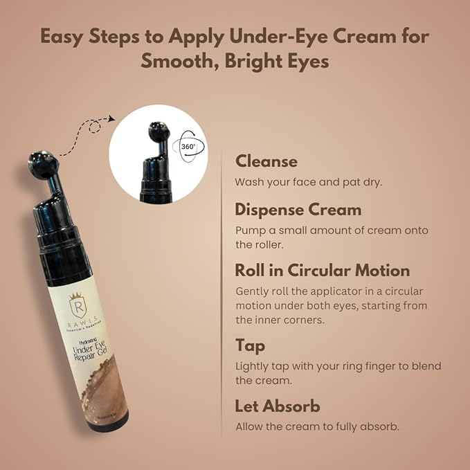 5% Caffeine Eye Serum and Under Eye Roller Cream for Dark Circles and Puffiness, Caffeine Eye Cream with 360° Massage Ball Reduce Wrinkles and Fine Lines-0.5 fl oz