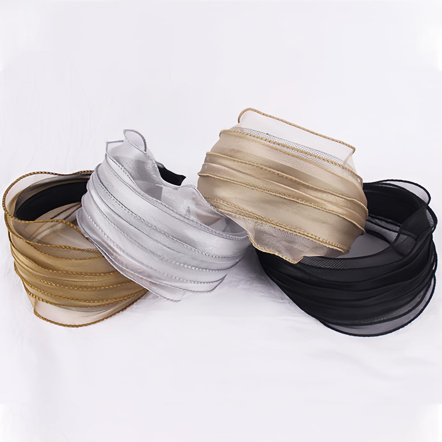 Wide Lace Headbands for Women, 4Pcs Solid Color Headband Cute Hair Hoop Vintage Knotted Hair Band with Teeth Girls Headwrap Fashion Hair Accessories (Solid Color-black,gray,khaki,coffee, Large)