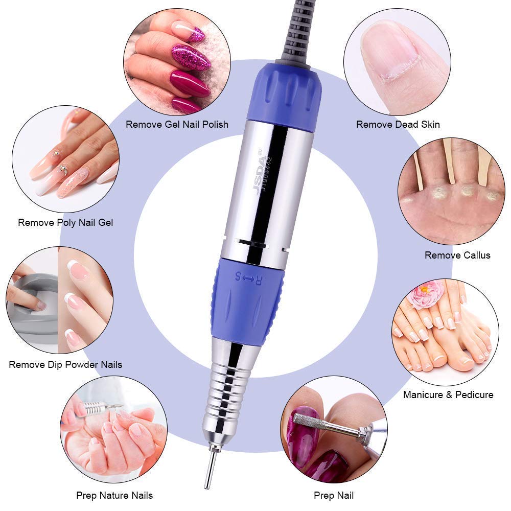 Makartt Nail Drill Electric Nail File Machine JD700 Professional 30000RPM Manicure Drill Bundle with 300Pcs Nail File Sanding Bands #80#150#240 Grits Nail Drill Bits Sanding Bands for Nail Drill