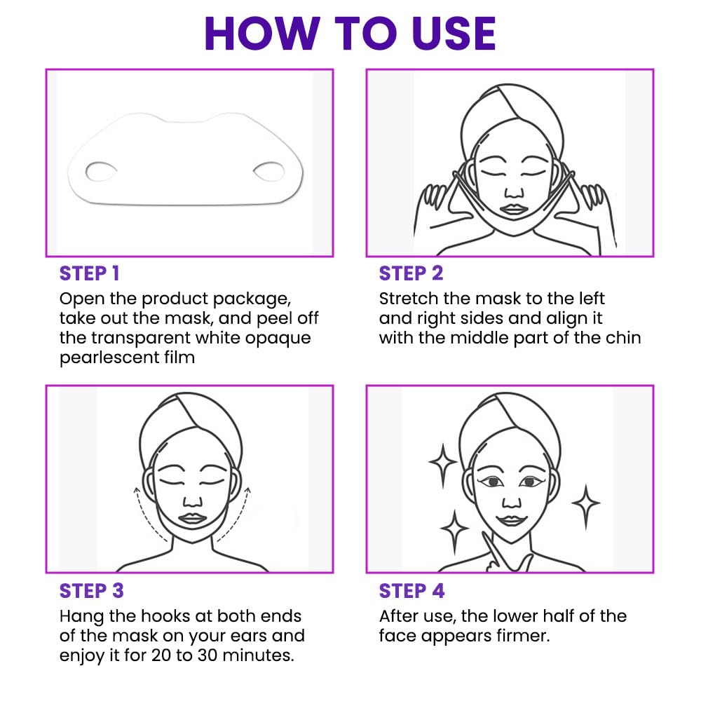 evpct 6Pcs V Line Lifting Hydrogel Collagen Mask Strap with Aloe Vera and Seaweed, Hydrating and Anti-aging