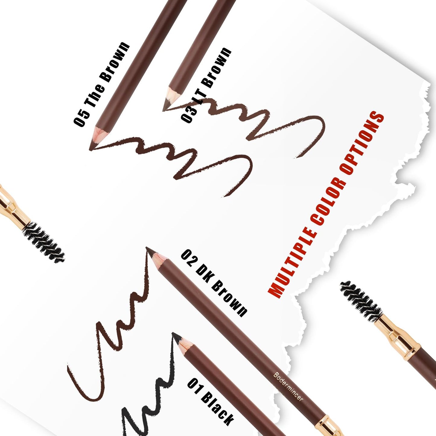 1pcs Eyebrow Pencil Longlasting Waterproof Durable Liner Eyebrow 5 Colors to Choose (1# Black)