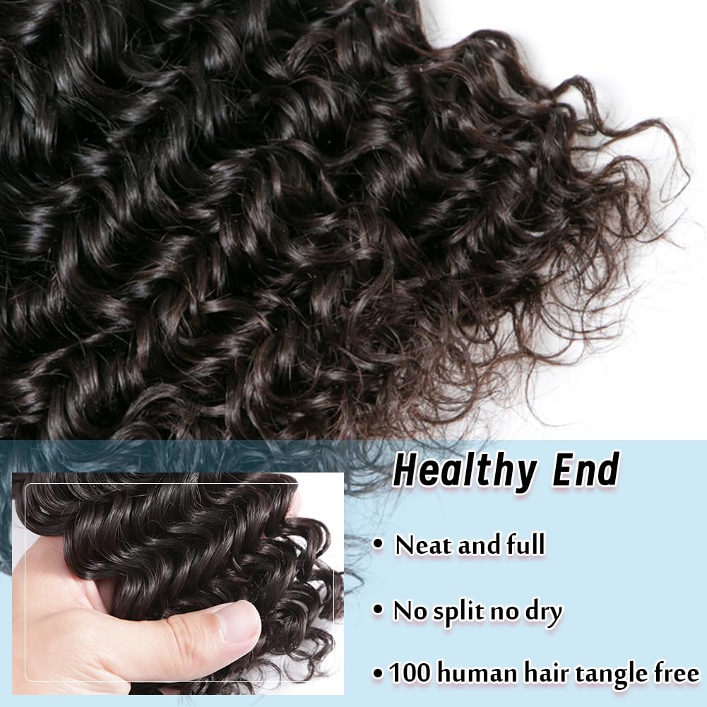 lianlian Deep Wave Bundles Human Hair Weave Brazilian Virgin Hair Wet And Wavy Bundle 12A Grade Unprocessed Human Hair Extensions Natural Black 3 Bundles Deep Curly 14 16 18Inch