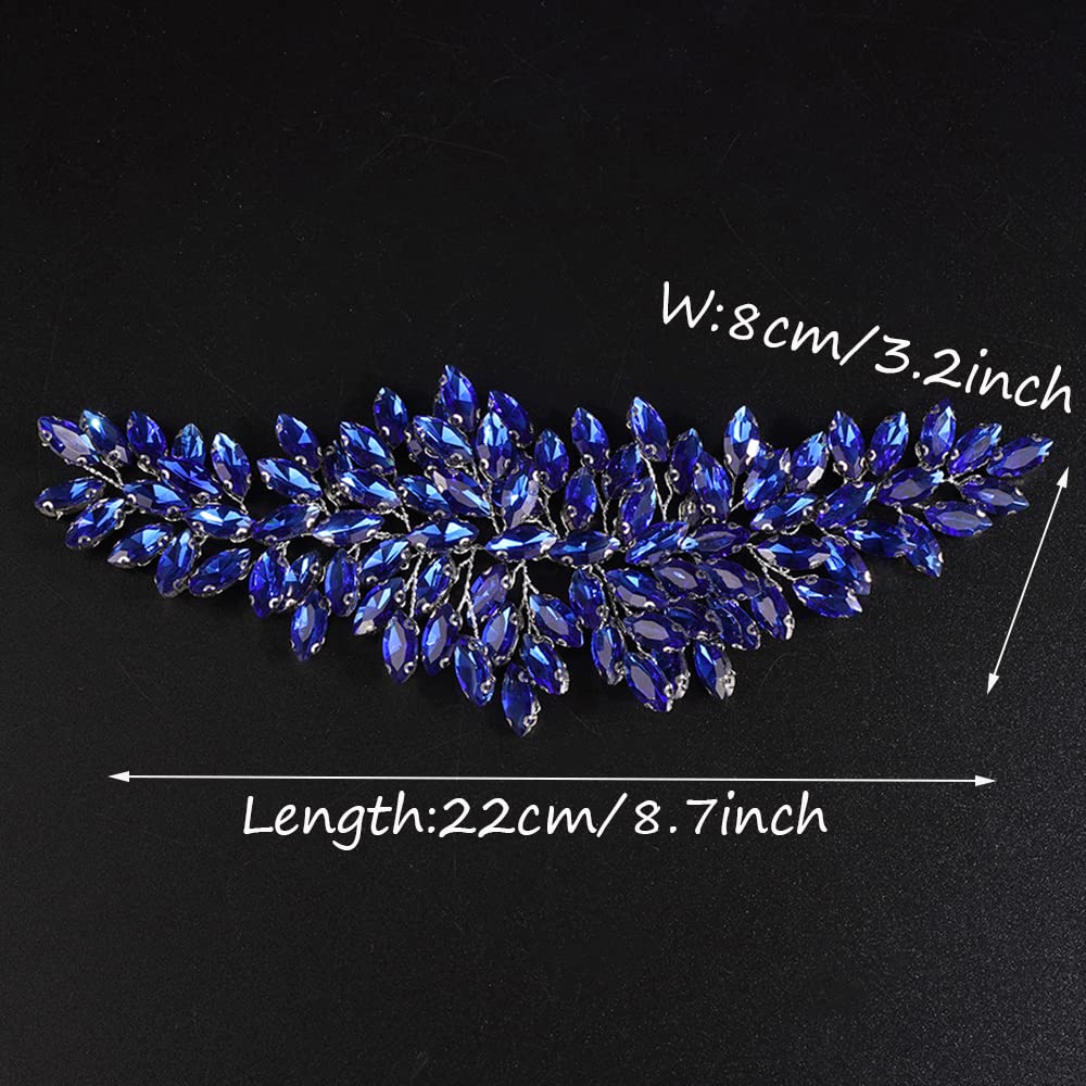 JWICOS Bridal Headband Crystal Wedding Hair Vine Wedding Headpieces for Bride Wedding Hair Accessories for Women and Girls (Blue)