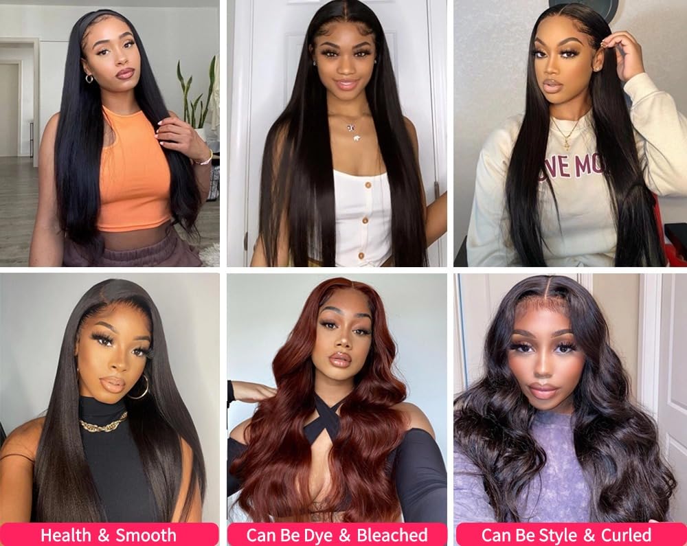 Genrein 10A Peruvian Virgin Straight Hair 3 Bundles Human Hair 18 20 22 Inch 100% Unprocessed Remy Straight Hair Extensions 1B Color for Black Women