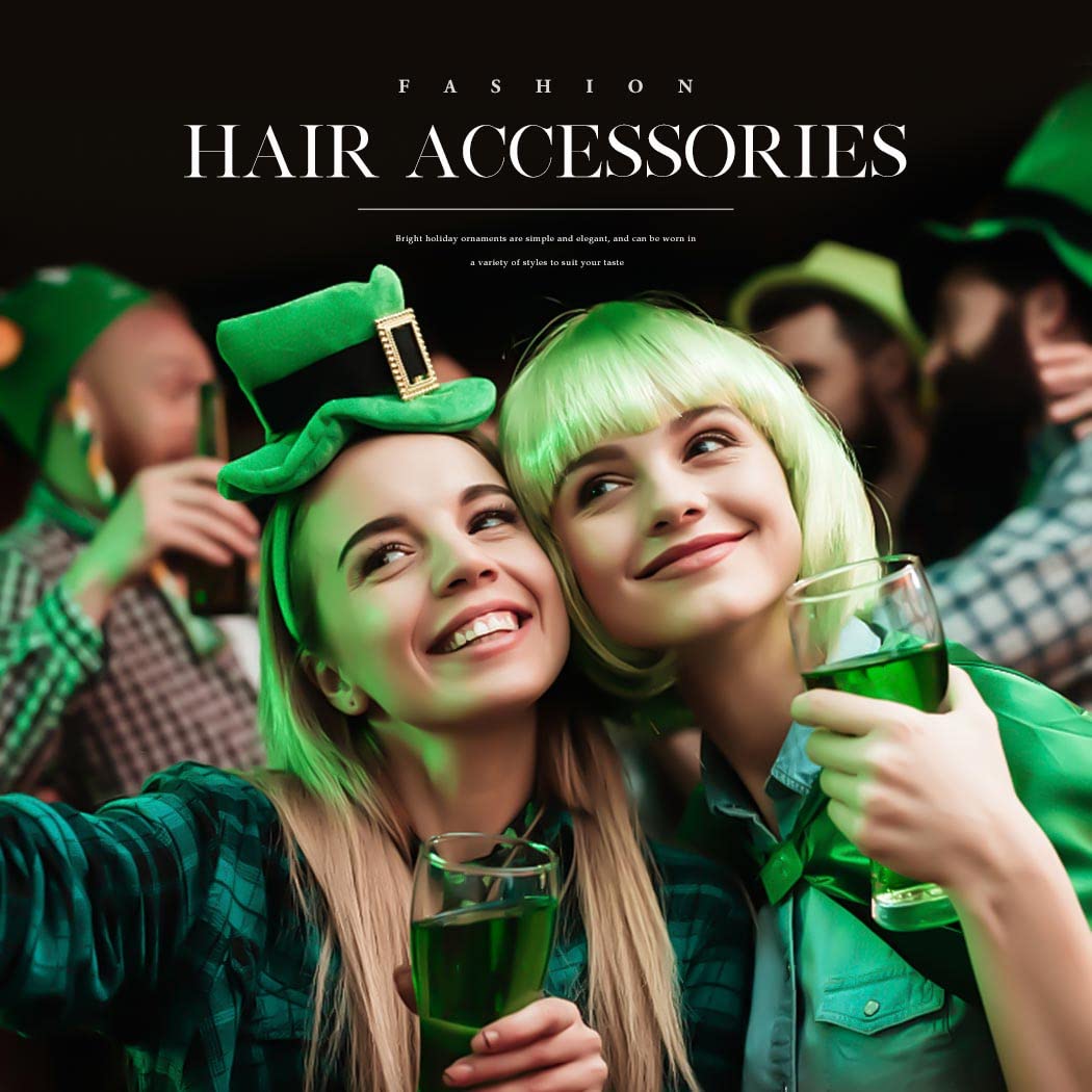 JONKY St Patrick Day Headband Green Bow Headbands Irish Shamrock Hair Accessories for Women and Girls(Pack of 2)(Style3)