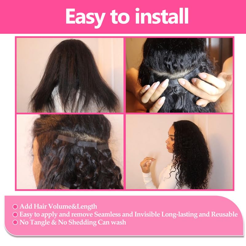 Kinky Curly Tape in Hair Extensions Human Hair 20pcs 14 Inch Tape in Hair Extensions Real Human Hair Tape in Extensions for Black Women Invisible Double Sided Tape Ins Natural Hair