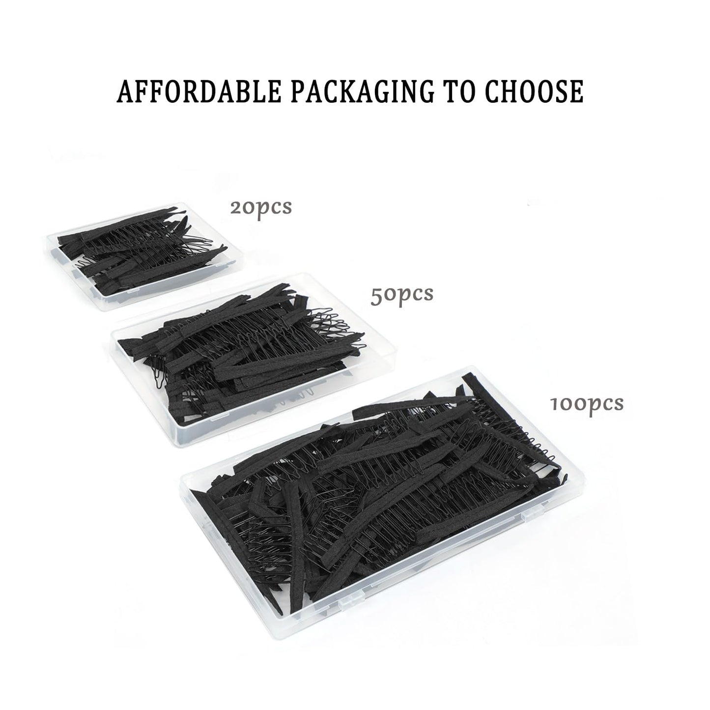 JIUSERLU 20 Pieces Wig Combs, 7-teeth Wig Clips to Secure Wig, Wig Accessories Tools For Making Wig Caps, Black (20 Pcs)