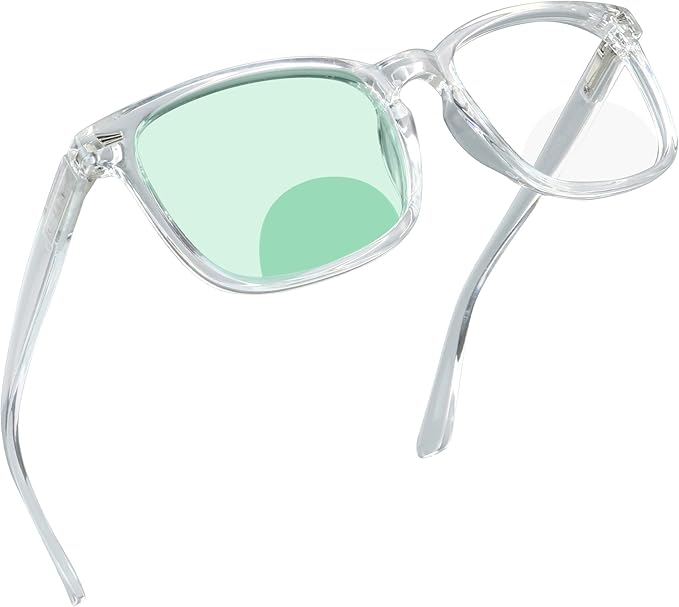 YEIN Bifocal Reading Glasses with Blue Light Blocking Lenses, Bifocal Reader for Women and Men, Vintage Square frame with Spring Hinge (+0.00/+1.50 magnification)