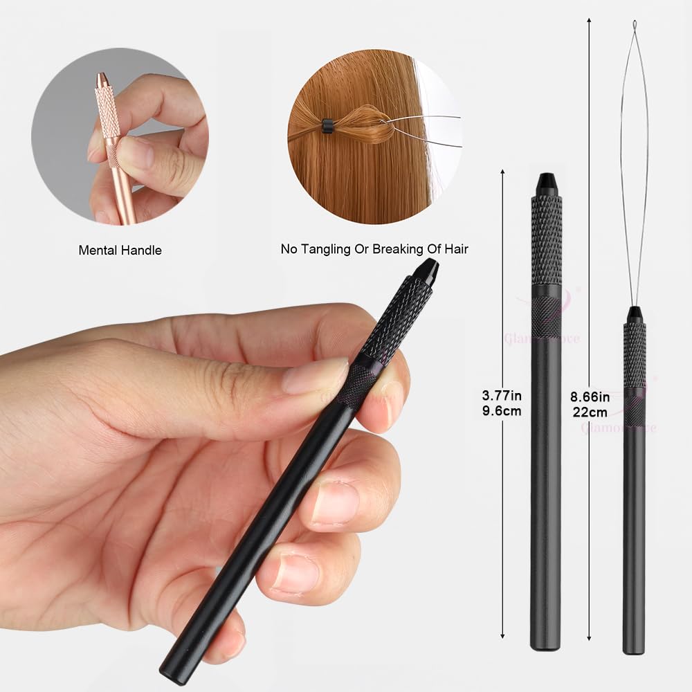GlamorDove Hair Extension Tool Kit Microlink Pliers for Beads Feathers Extensions Loop Tools Dismountable Hair Threader Pulling Needle Micro Link Beads Closer