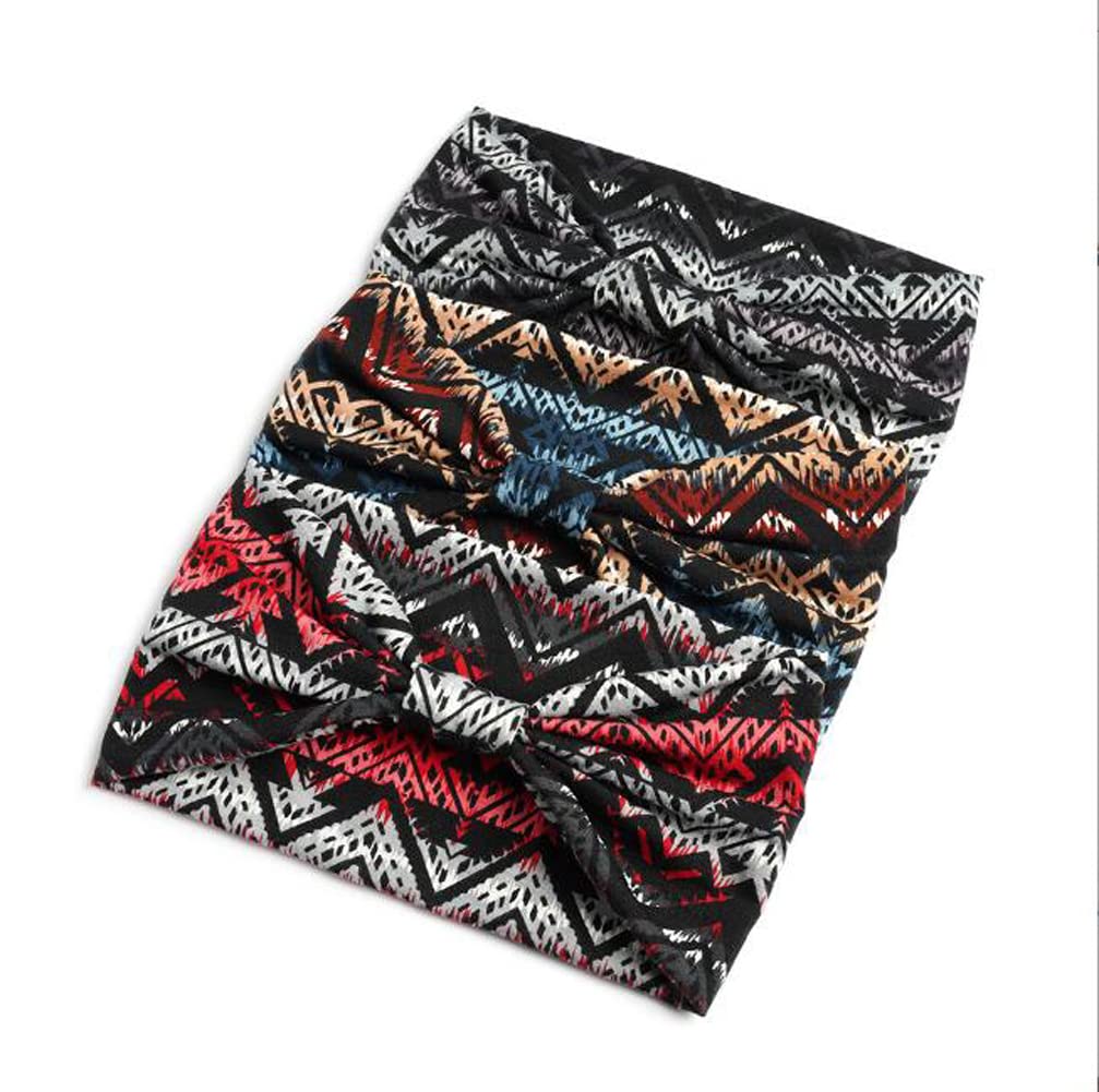 K-Elewon 3 Pack Women Wide Elastic Head Wrap Headband Sports yoga Hair Band (3 Pack(A06))