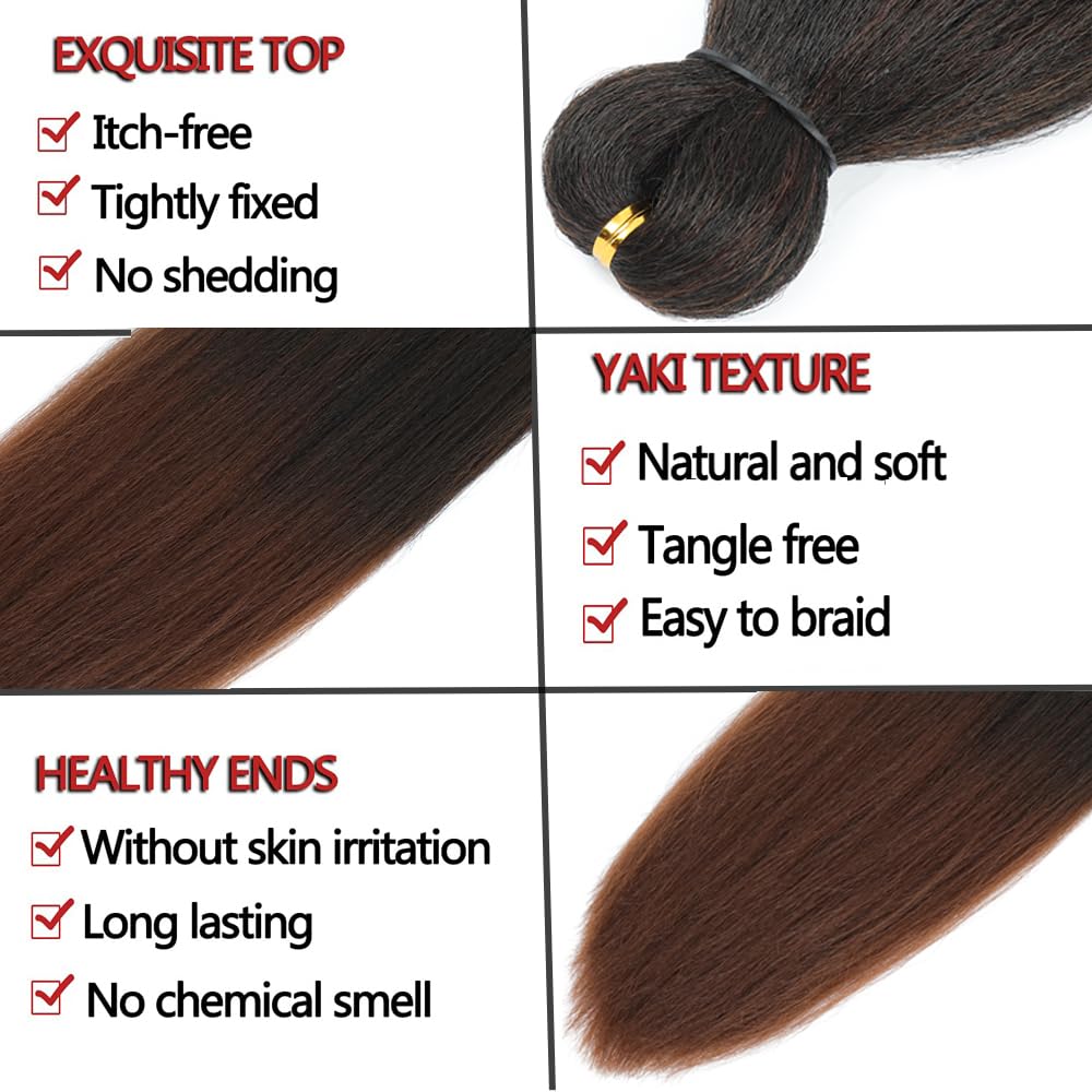ZEPIN Pre Stretched Braiding Hair 16 Inch 8 Packs Professional Soft Yaki braiding Hair For Braids Hot Water Setting Synthetic Crochet Hair Extensions (16 Inch (Pack of 8), 1b/30)