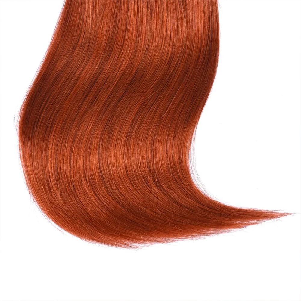 Ginger Orange Straight Bundles Color 350 Human Hair Bundles Ginger Hair Straight Bundles Double Weft Remy Hair Soft and Silky Weave Extensions Bundles for Black Woman (24 24 24 inch,3 Bundles)