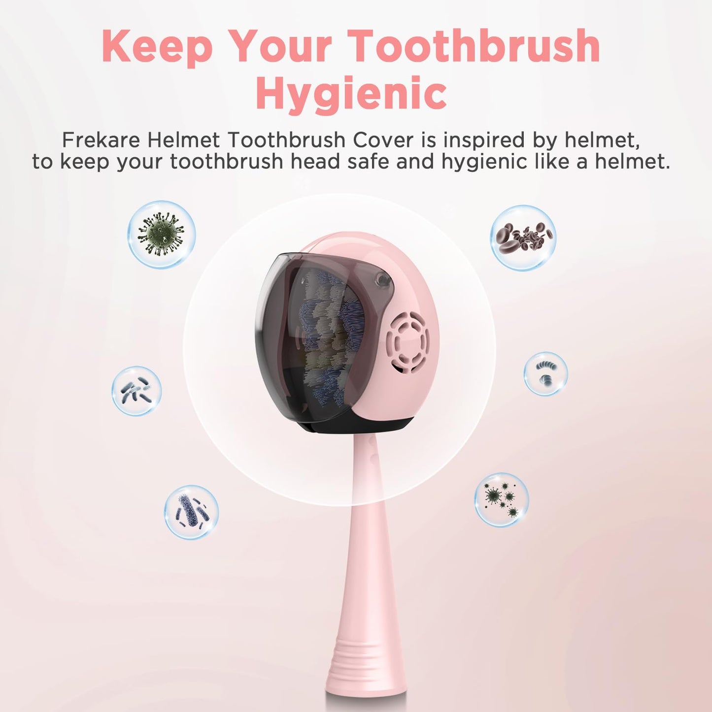 Frekare Helmet Toothbrush Covers Caps, Toothbrush Head Protector for Household Travel, Fits Most Manual and Electric Toothbrushes, 4 Count (Pink, Rose Pink, Blue, White)