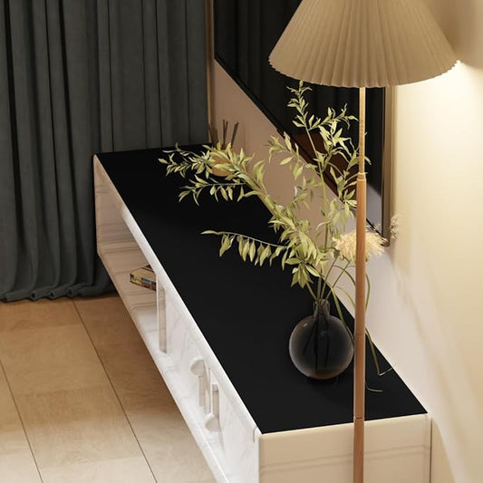 Desk Cover - 12x45 Inch Waterproof Easy to Clean Can Conceal Flaws Protector The Table Top from Scratches Used for Coffee Table Office Table Dresser(Black+Gray 12x45)
