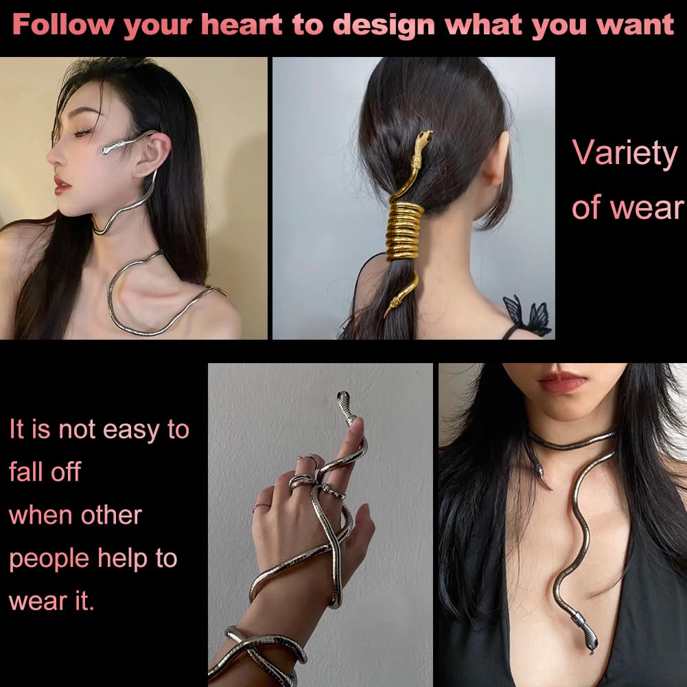 JKQBUX Bendable Snake Headpiece for Women Adjustable Punk Flexible Multi-Purpose Medusa hair Headbands Hollween Accessory