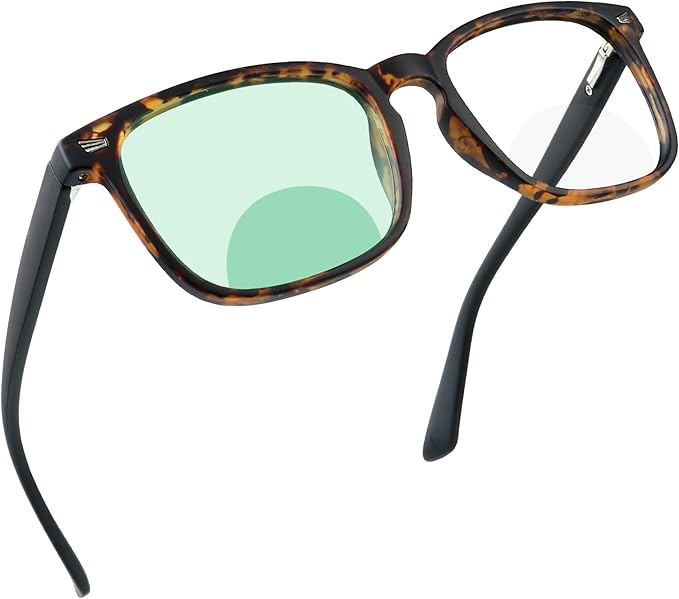 YEIN Bifocal Reading Glasses with Blue Light Blocking Lenses, Bifocal Reader for Women and Men, Vintage Square frame with Spring Hinge (+0.75/+3.25 magnification)