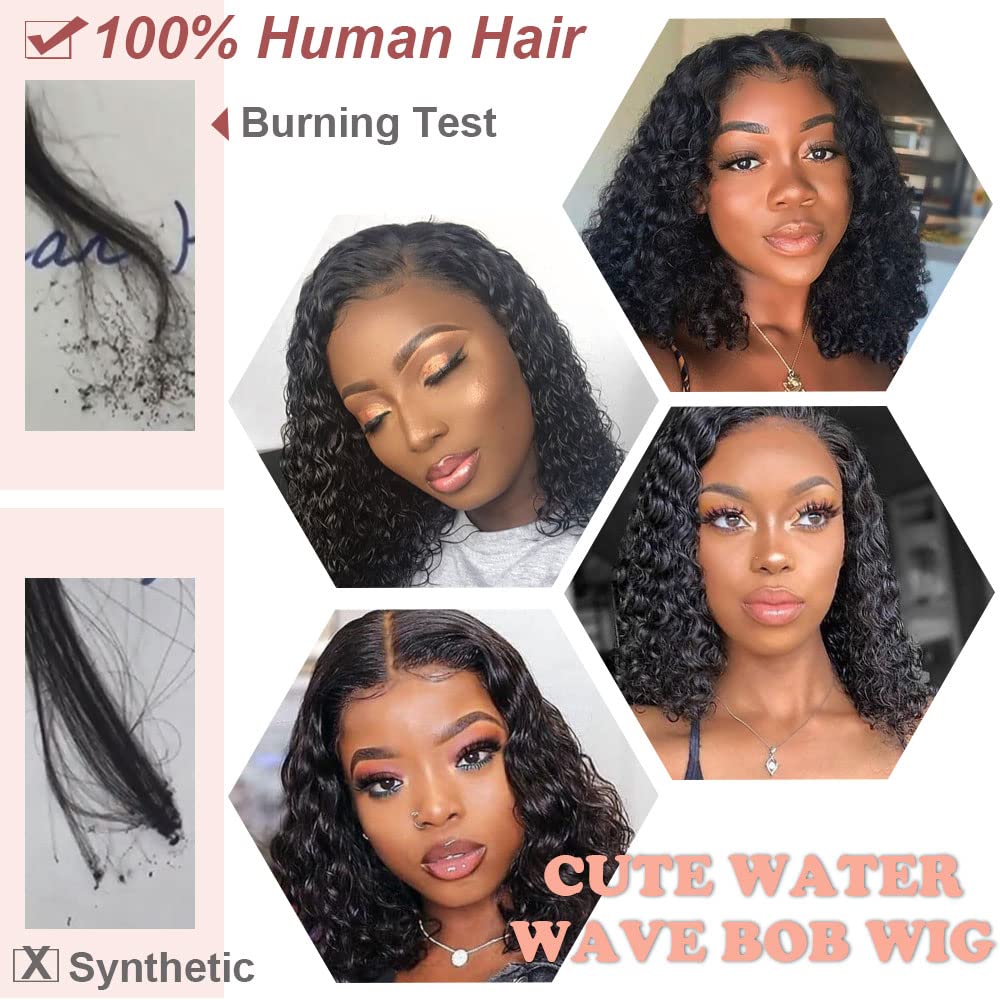 HD Lace Front Wigs Human Hair Pre Plucked Glueless Wigs Frontal Wig 13x4 Lace Front Wigs Human Hair for Black Women 180% Density Natural Hairline Human Hair Wigs (12 Inch, #1B 13x4 Lace Water Wave)