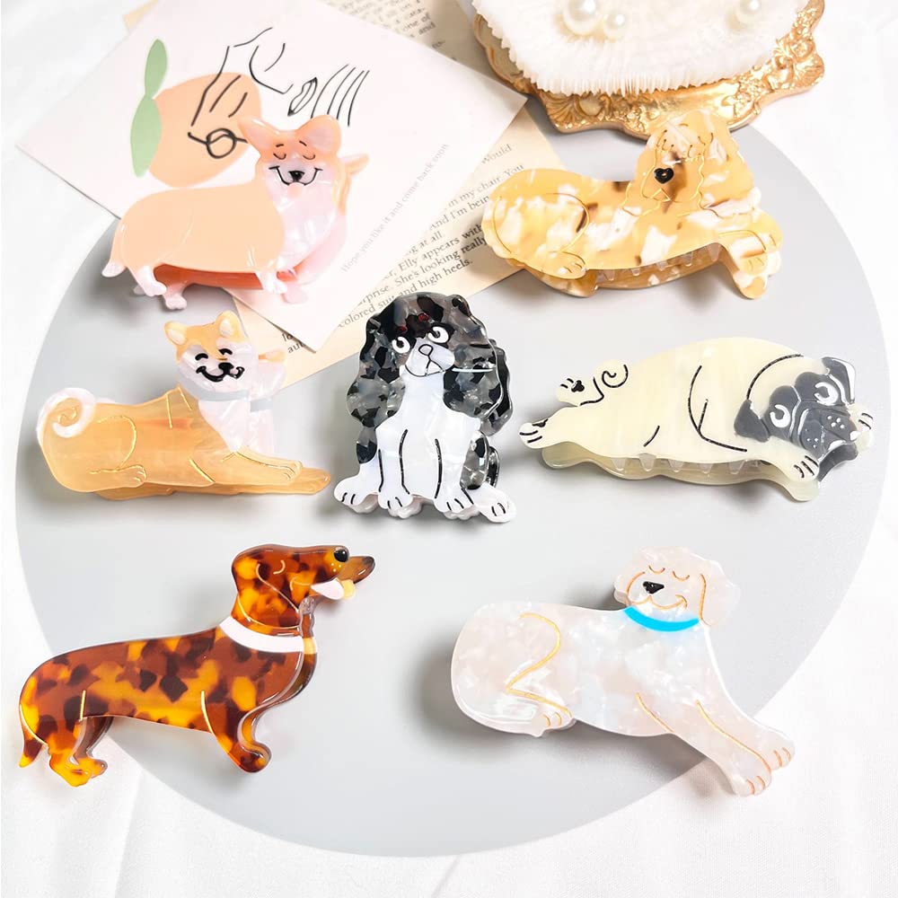 Charlie Dog Hair Clips,Small Claw Clips for Girls,Acetate Hair Clips for Women,S7