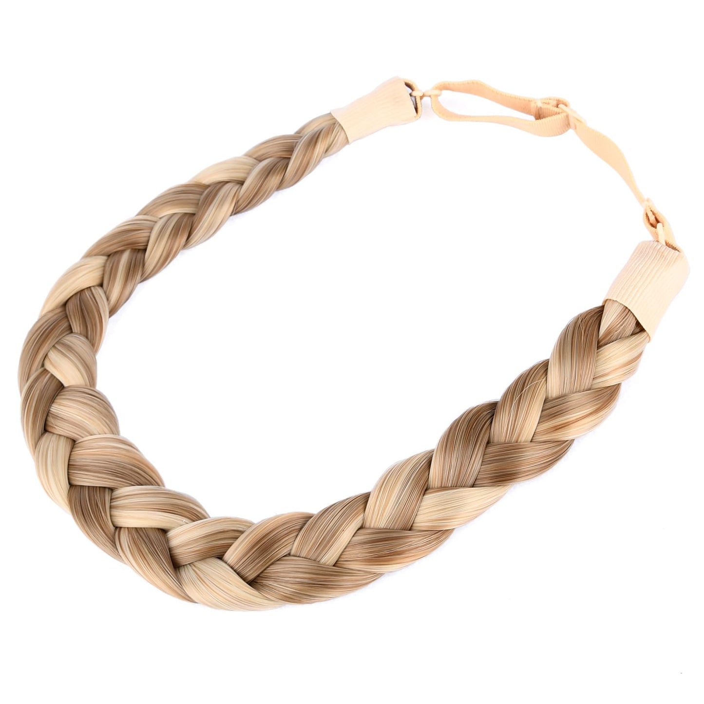 DIGUAN Synthetic Hair Braided Headband Classic Chunky Wide Plaited Braids Elastic Stretch Hairpiece Women Girl Beauty accessory, 55g aHairBeauty (Ginger Blonde)
