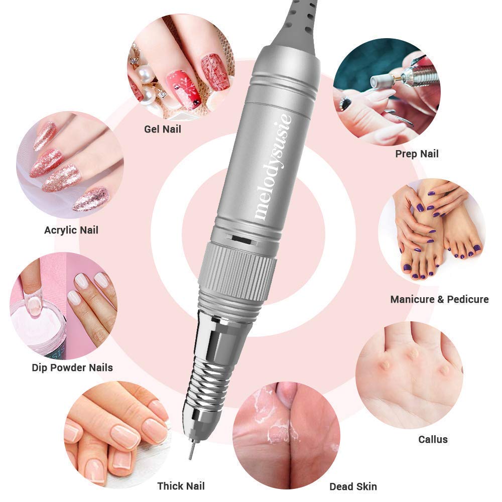 MelodySusie 30000 rpm Professional Nail Drill-Scarlet, High Speed, Low Heat, Low Noise, Low Vibration, UV LED Nail Lamp 48W Nail Dryer for Gel Nail Polish, Portable Electric Efile Drill for Shaping