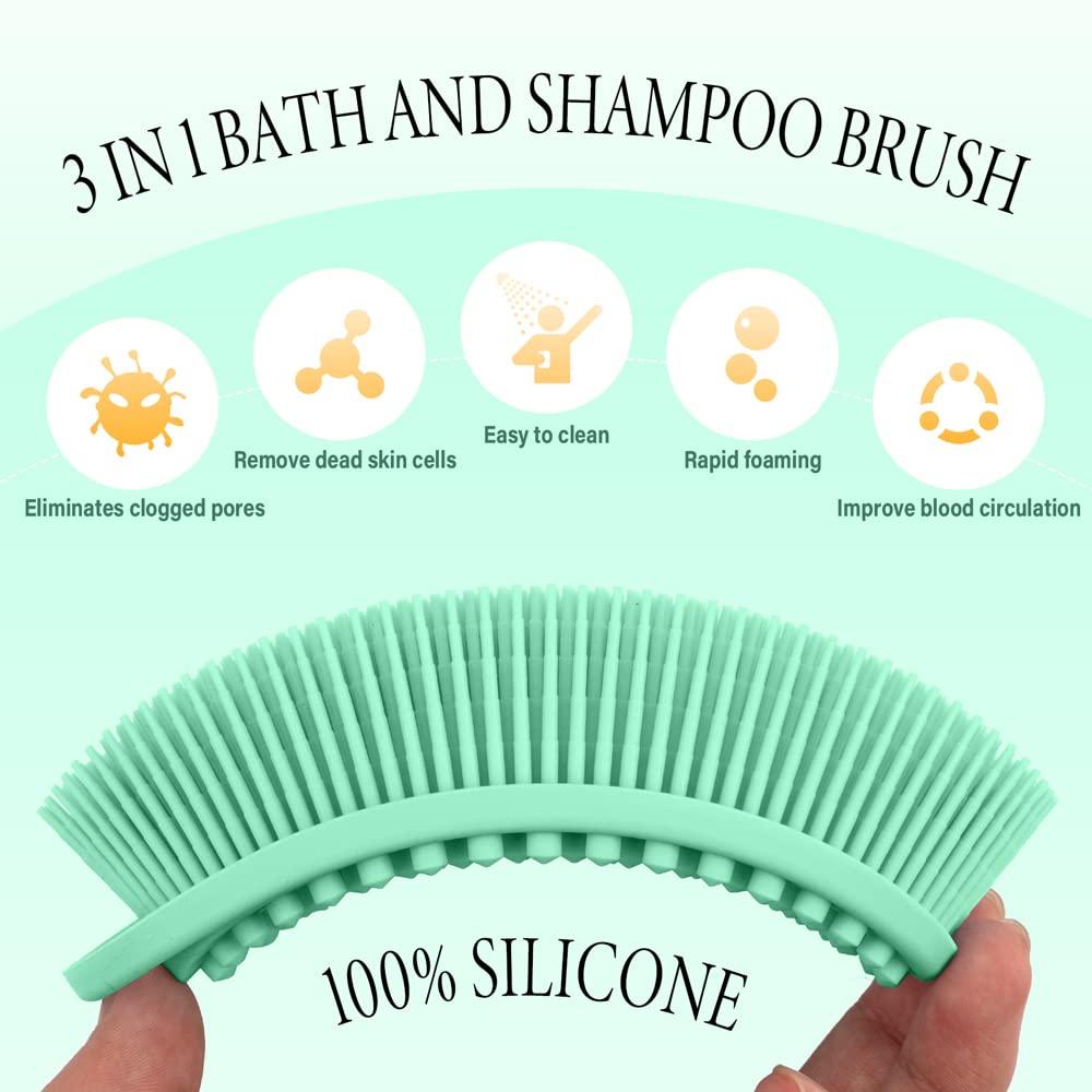 3 Pack Silicone Body Scrubber, Exfoliating Body Scrubber, Soft Silicone Loofah, Body Scrubber Fit for Sensitive and All Kinds of Skin, Clean and Sanitary Rapid Foaming