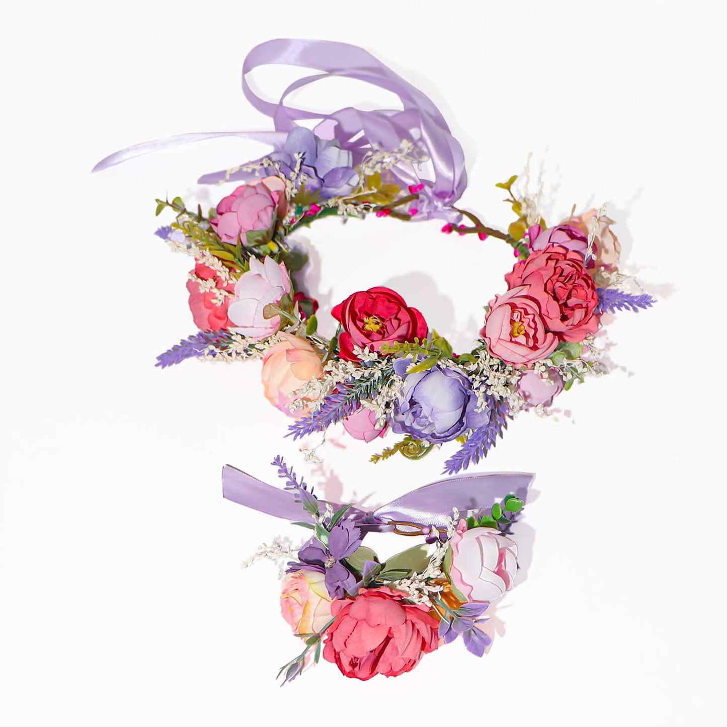 Eralove Floral Headband for Party women Flower Crown Bridal Hair Wreath Wedding Photo Festivals Props Headpiece (Purple)