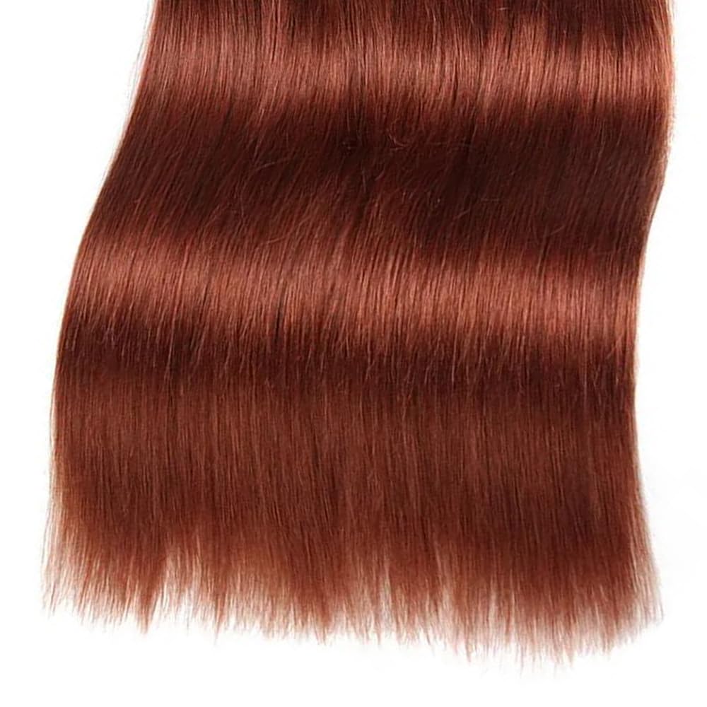 Copper Red Straight Bundles Color #33 Human Hair Reddish Brown Straight Bundles Double Weft Brazilian Remy Hair Weave Extensions Soft and Silky for Black Women (18 20 22 Inch 3 Bundles)