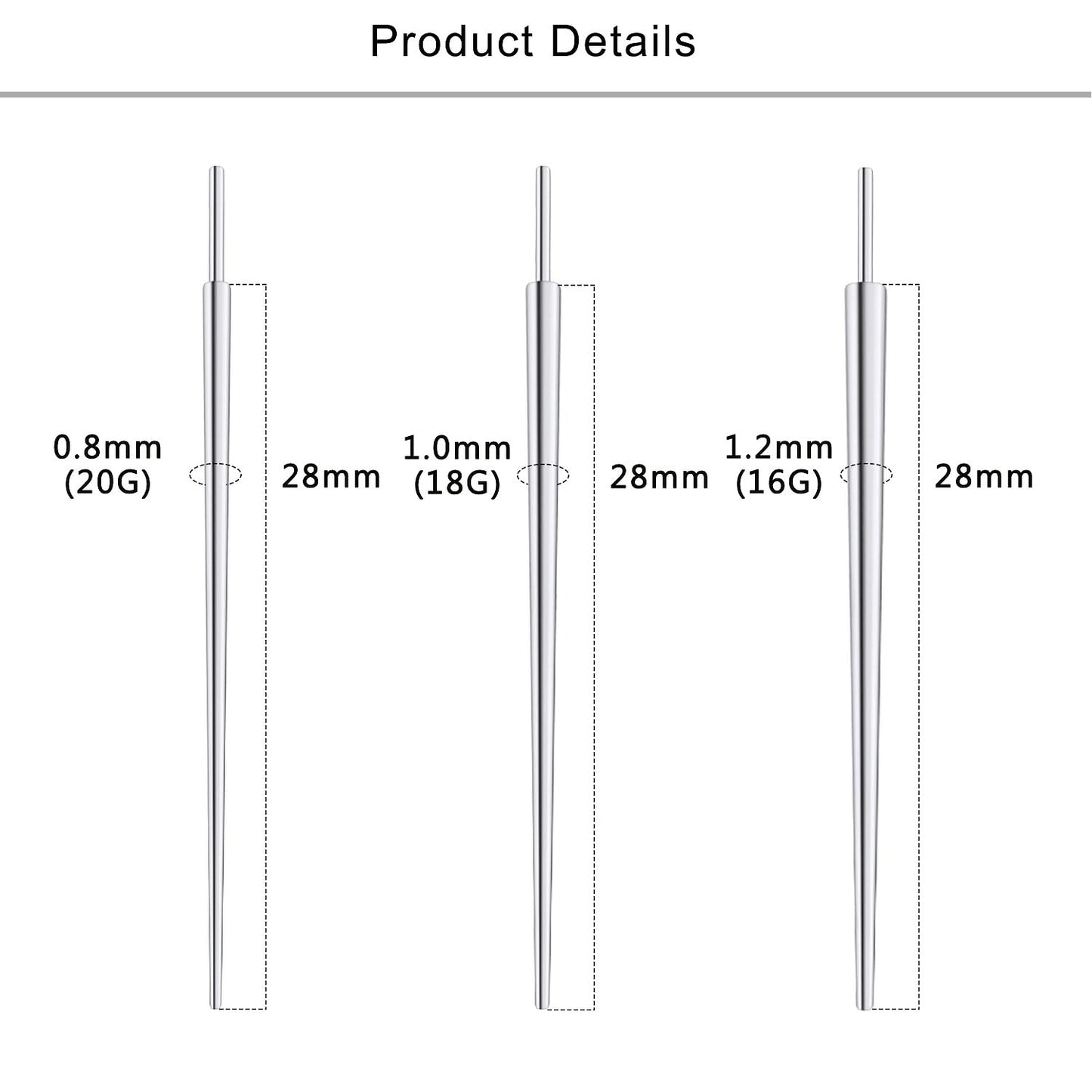 Lcolyoli Piercing Taper Titanium Nose Piercing Kit Ear Piercing Kit 20G 18G 16G Threadless Piercing Changing Tool Insertion Tool for Nose Lip Monroe Ear Tragus Helix Stretching Assistant Tool