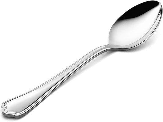 Dinner Spoons Set of 6, E-far 7.9 Inch Stainless Steel Soup Spoons Tablespoons for Home, Kitchen or Restaurant, Non-toxic & Mirror Polished, Scalloped Edge & Dishwasher Safe