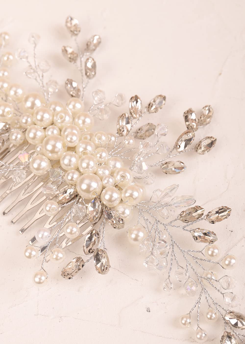 Kercisbeauty Wedding Bridal Pearl Silver Hair Comb Women and Girls Vintage Hair Accessory Updo Hair Jewelry (Silver)