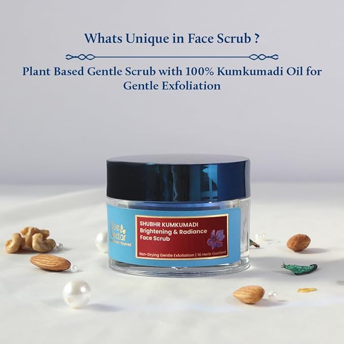 Blue Nectar Walnut Gel Scrub for Deep Exfoliation (1.7 Fl Oz) with Kumkumadi Gentle Exfoliating Face Scrub for Tan Removal and Blackheads (1.7 Oz)