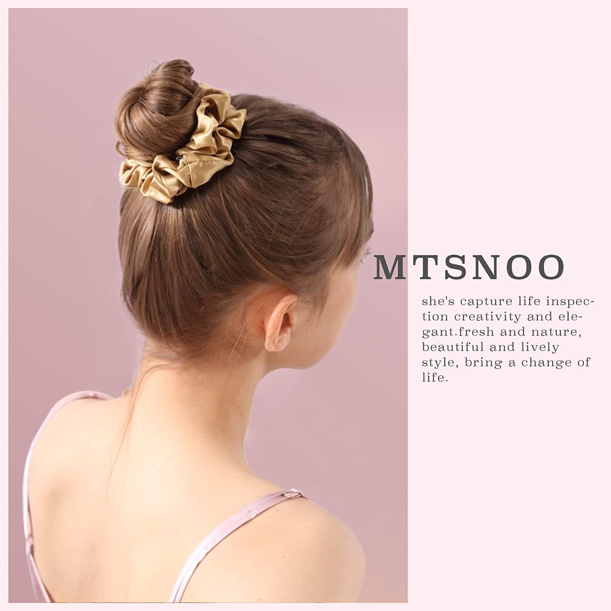 MTSNOO 100% Pure 22 Momme Mulberry Silk Scrunchies Set - 9 Pack Curly Hair Ties with Elastic Band for Women and Girls
