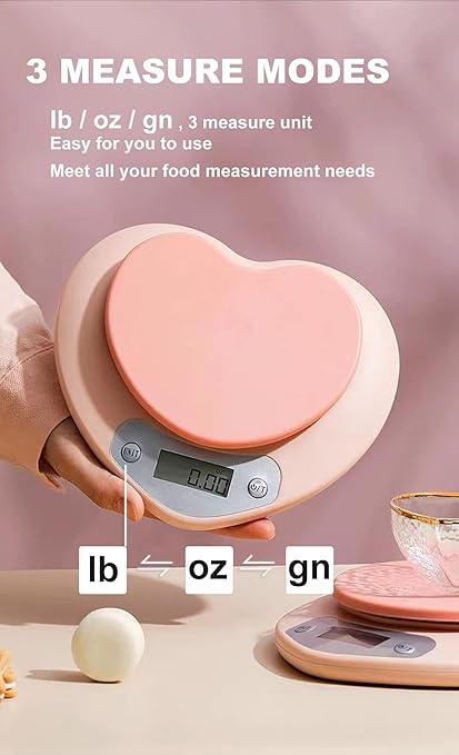 YRY Ultra Precise Kitchen Scale - The Ultimate Baking and Cooking Companion - 6.6lbs (3kg) Capacity, 0.0035 oz (0.1g) Graduation, Large LCD Display, and Tare Function, and ML Unit - (Pink 3kg/0.1g)