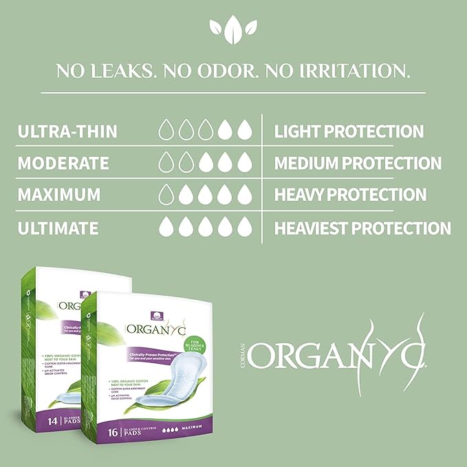 Organyc 100% Organic Cotton Liners for Bladder Leaks, Ultra Thin, 24 Count (Pack of 2)
