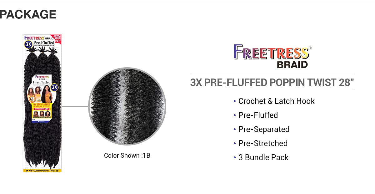 FreeTress Crochet Braids 3X Pre-Fluffed Poppin Twist 28" (3-pack, COPPER)