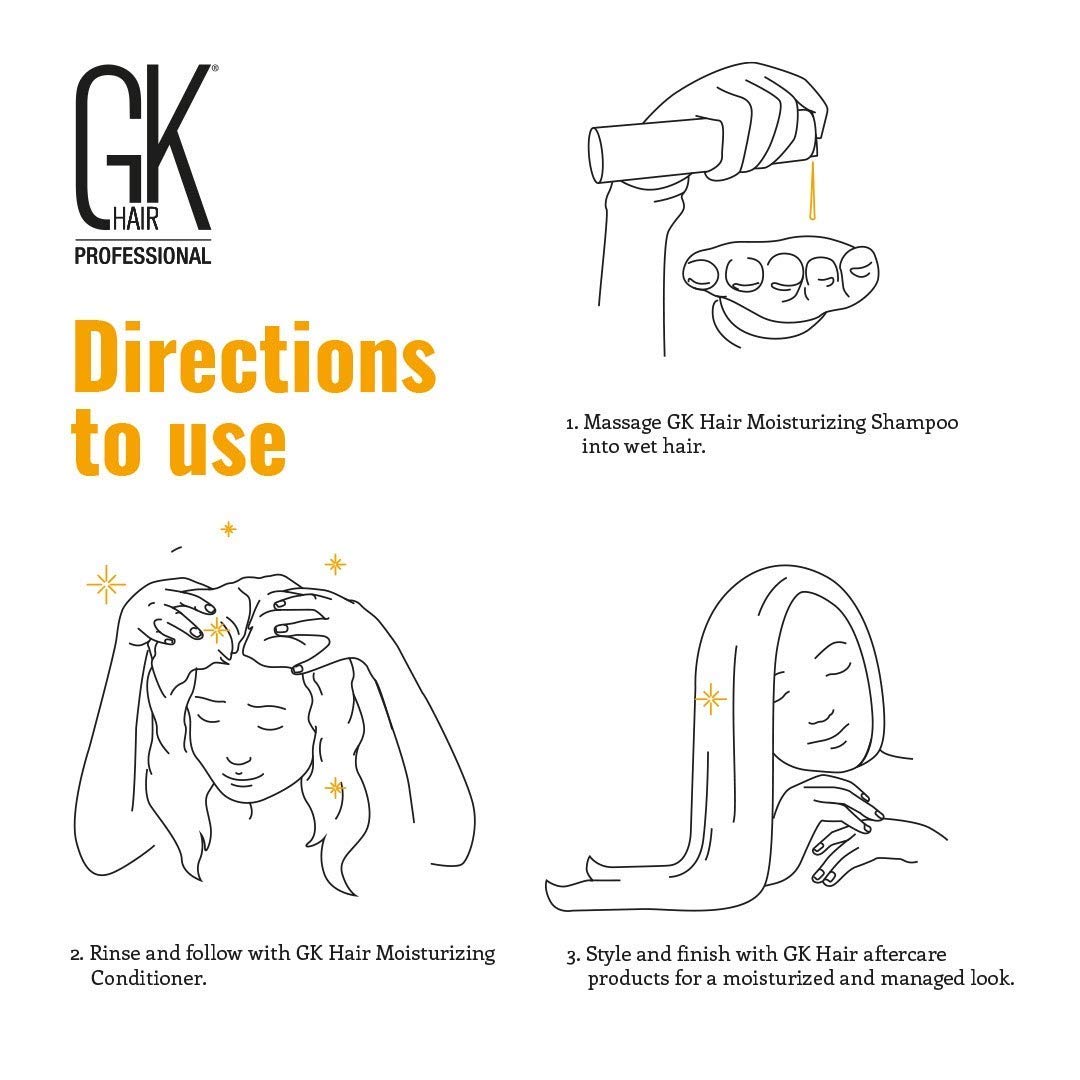 Global Keratin GK Hair Moisturizing Shampoo and Conditioner Set 300ml I Leave in Conditioner Spray (120ml/4 fl. oz)