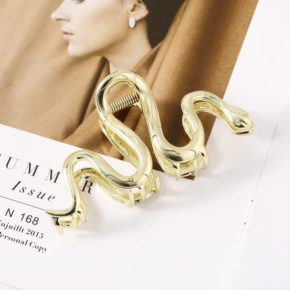 IQUQIXL Snake Hair Claw Clips for Women, Metal Butterfly Spider Lily of the Valley Flower Silver Hair Clip Elegant Snake Design Large Hair Clamps for Thick Hair Accessories (Style 2)