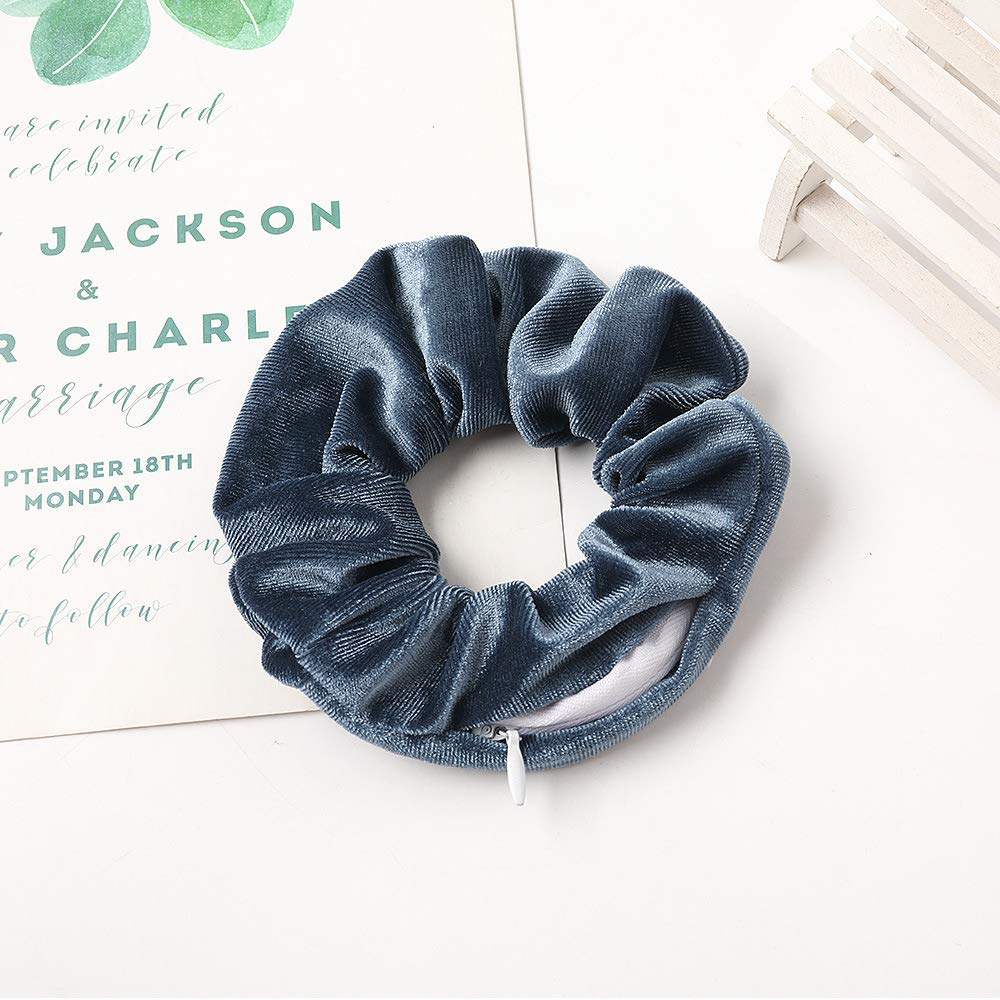 Premium Velvet Scrunchies with Zipper Pouch - Hair Ties with Hidden Pocket, Soft Elastic Hair Bands for Women and Vsco Girl Stuff (8 Pcs B)