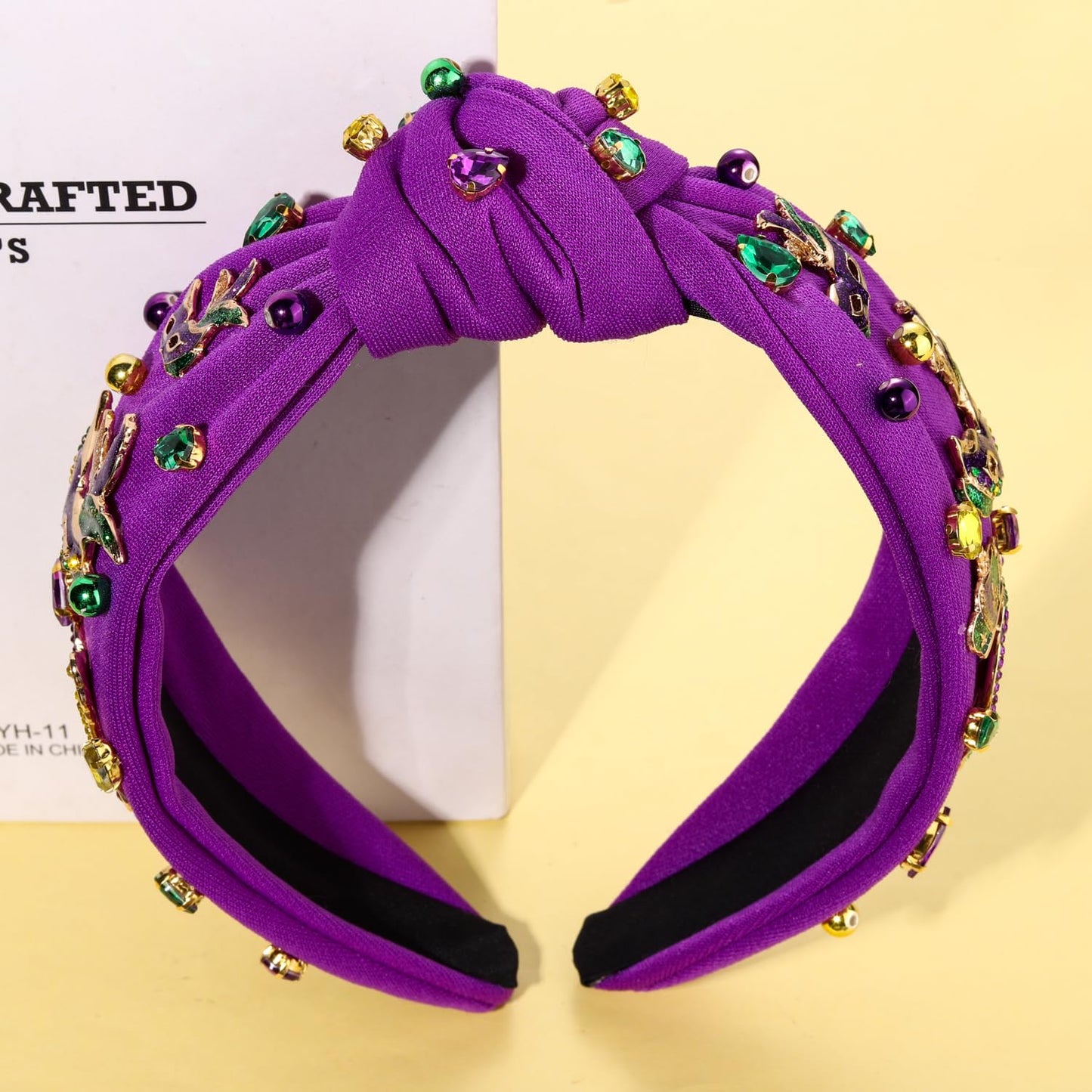 Mardi Gras Headband Accessories for Women Beaded NOLA Fleur De Lis Crown Mask Headband Jeweled Crystal Knotted Headband Fat Tuesday Carnival Parade Mardi Gras Hair Accessories Outfits (Mardi Gras 3)